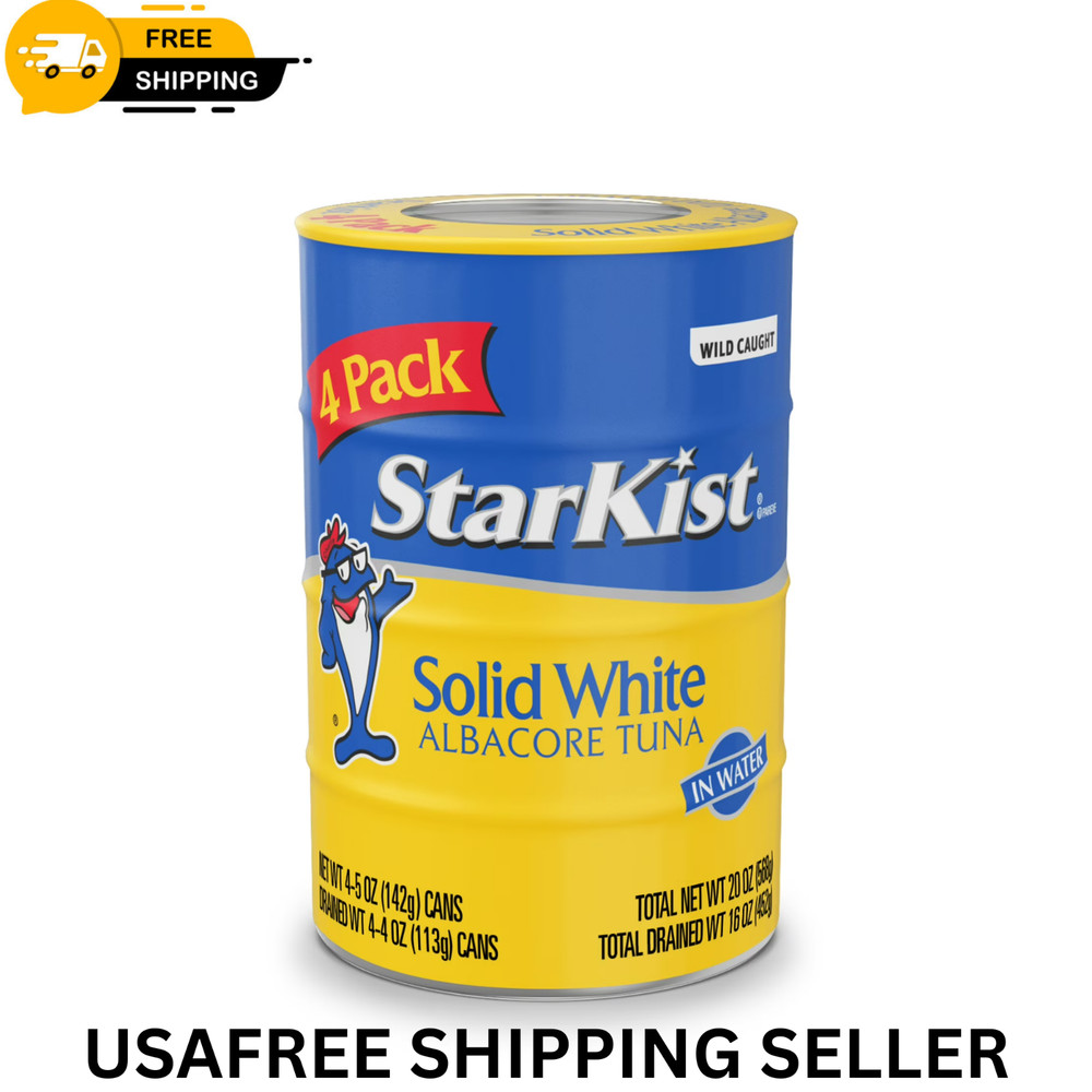 StarKist Solid White Albacore Tuna in Water, 25% Less Sodium,5 oz Cans (4 Pack)
