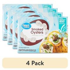 (4 pack) Great Value Smoked Oysters, 3.75 oz