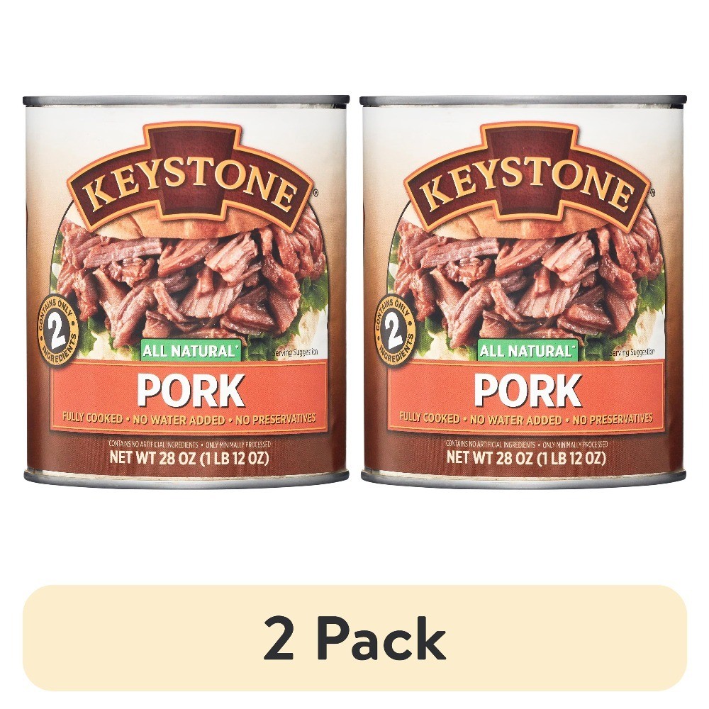 2 Pack All Natural Canned Pork 28 Ounces Shelf Stable Meat