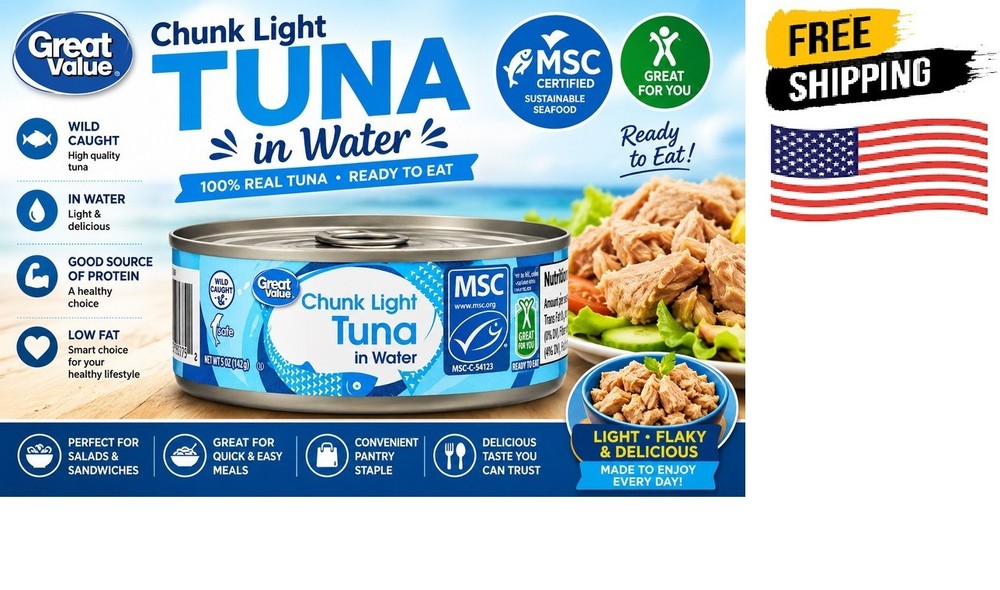 Great Value Chunk Light Tuna in Water, 5 oz