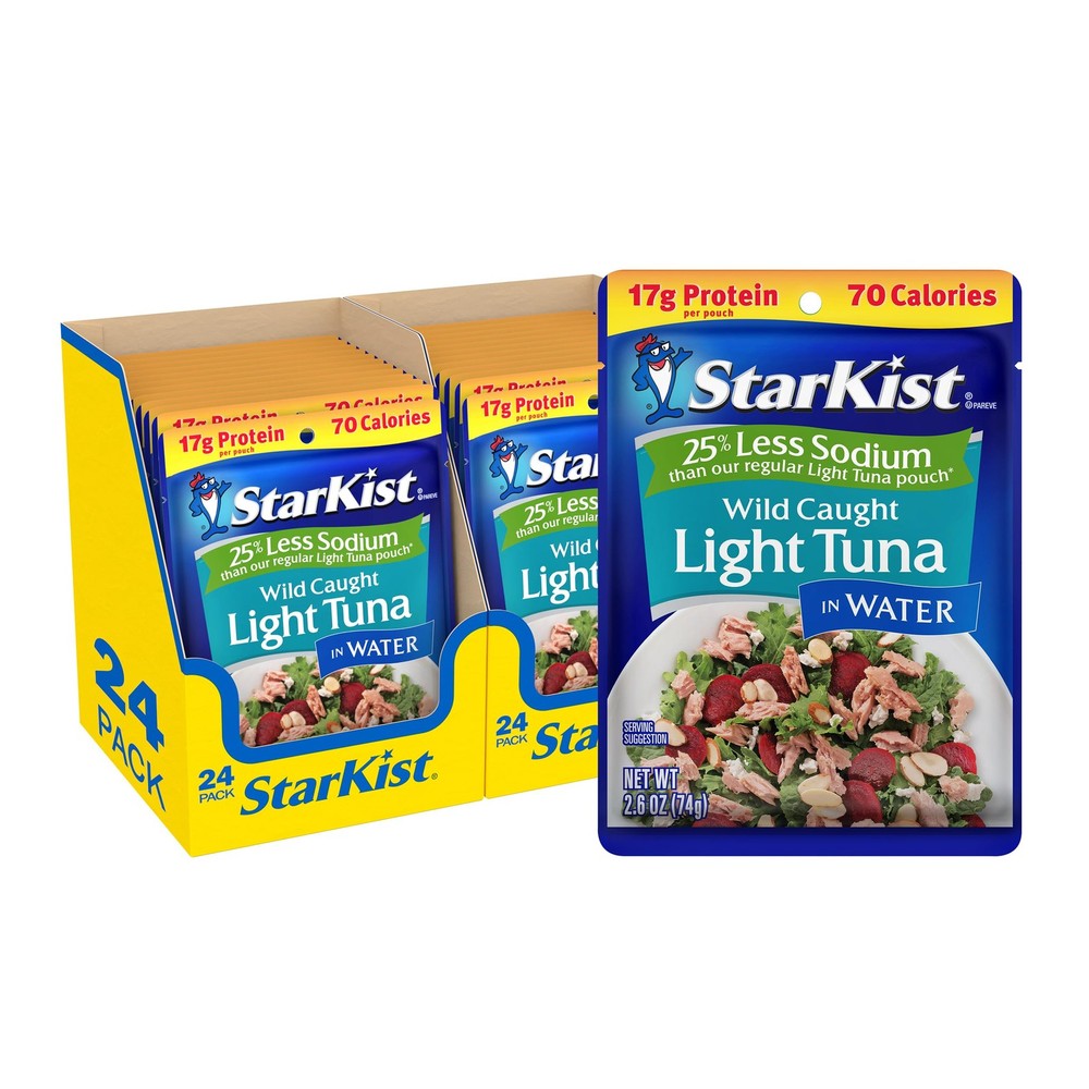 StarKist Light Tuna in Water 25% Less Sodium Pouch 2.6 oz 24 Pack
