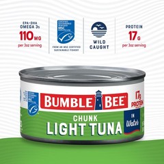 Bumble Bee Chunk Light Tuna in Water, 12 oz Cans (Pack of 12) – Wild Caught Tuna