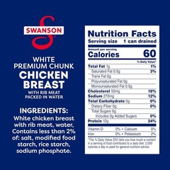 Swanson White Premium Chunk Canned Chicken Breast in Water, Fully Cooked Chicken