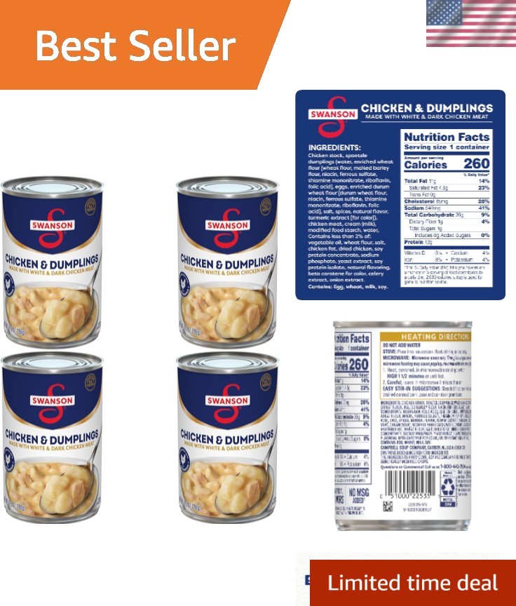 Authentic Southern Chicken & Dumplings by Swanson, 42 Oz Total – 13g Protein