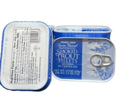 10 Trader Joe’s Smoked Trout Fillets in Oil Skinless 3.9 oz Tin 6 Cans Delicious