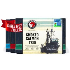 SeaBear – Premium Wild Alaskan Smoked Sockeye, Coho, and Pink Salmon Trio – 1…
