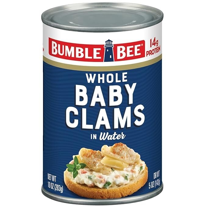 Bumble Bee Whole Baby Canned Clams, 10 oz Can – Ready to Eat – 14g Protein