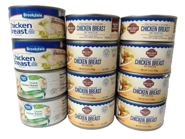 12 Can Lot Chunk Chicken Breast Canned Wellsley Farms Brookdale Great Value