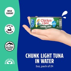 Chicken of the Sea Wild Caught Chunk Light Tuna, 5 Ounce Cans, 24Count