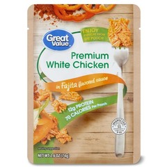 Great Value Fajita Chicken Pouch 2.6oz Ready To Eat Protein 3 Pack