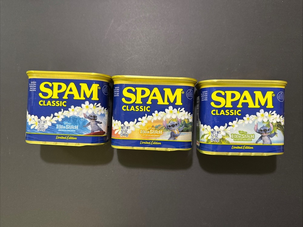 Lilo and Stitch SPAM Limited Edition SET OF 3 From Hawaii 12 Ounce Cans