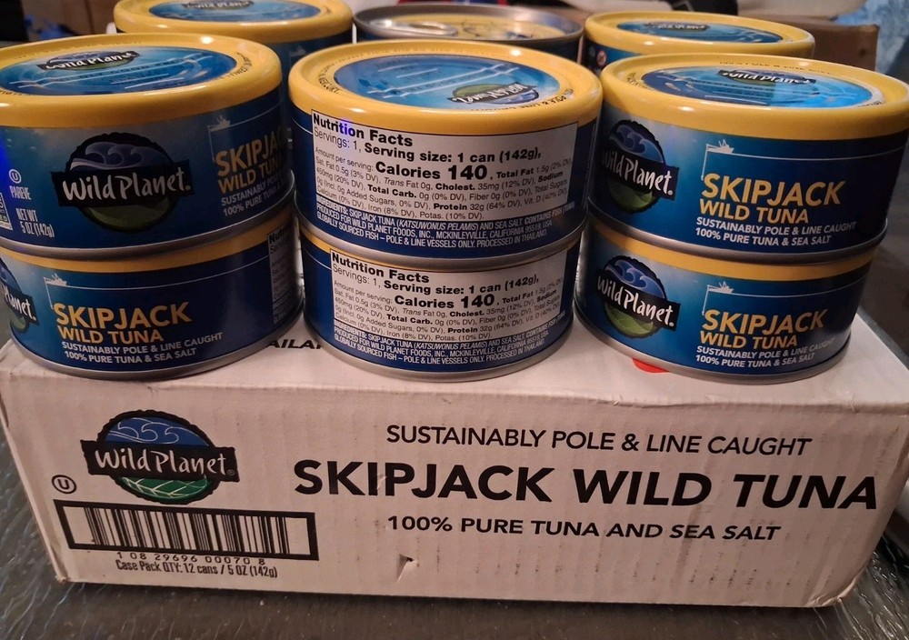 Wild Planet Skipjack Wild Canned 100% Pure Tuna & Sea Salt 5oz (Pack of 12) 8/28