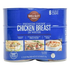 Wellsley Farms Premium Chunk Chicken Breast in Water, Fully Cooked Boneless S…