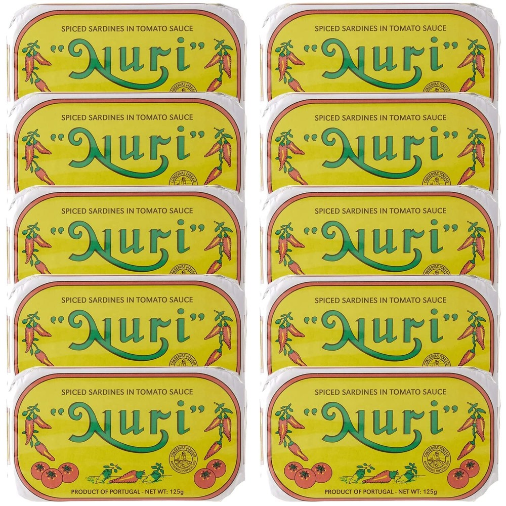 NURI Portuguese Sardines in Spiced Tomato Sauce – 10 Pack – (4.4 oz cans)