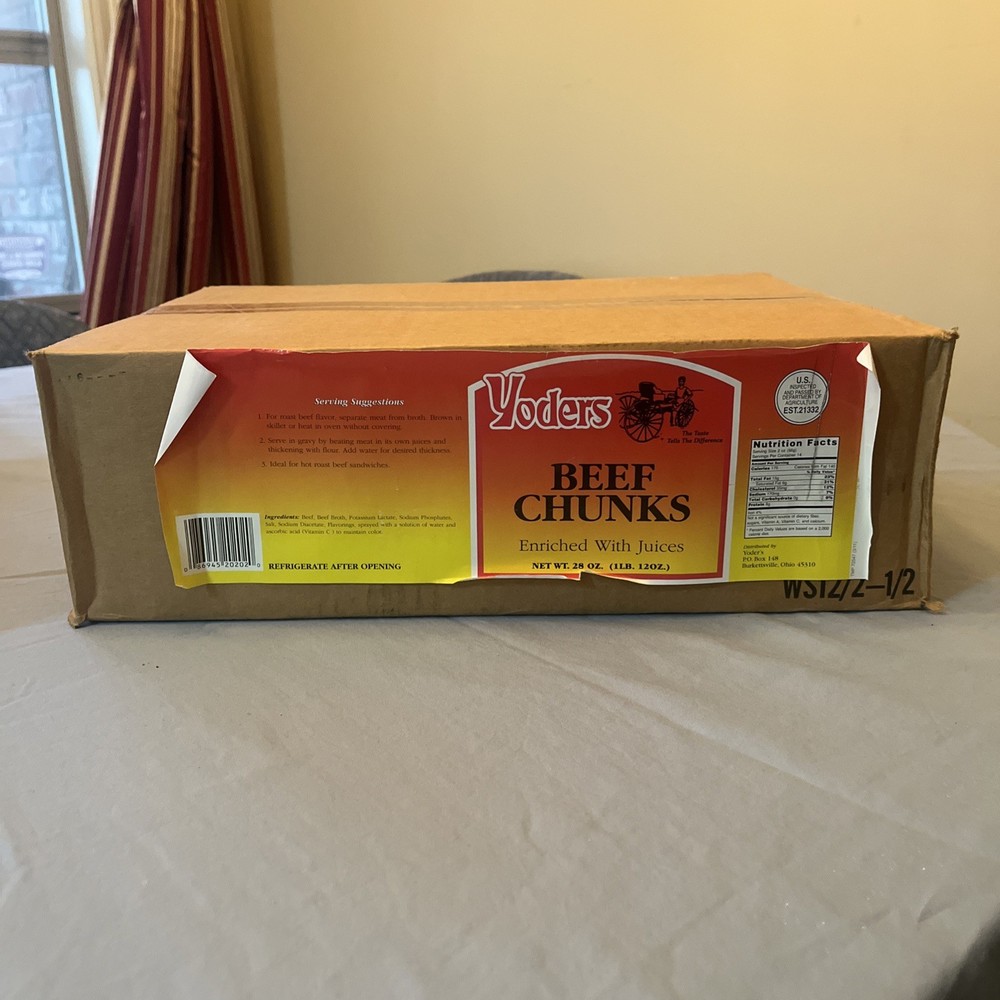 Yoders Canned Beef Chunks 28oz – Fully Cooked, Ready to Eat Meat