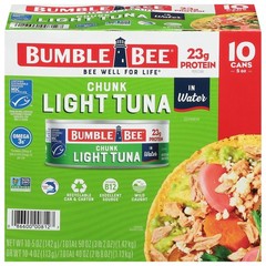 Bumble Bee Chunk Light Tuna In Water, 5 oz Cans (Pack of 10) – Wild Caught Sk…