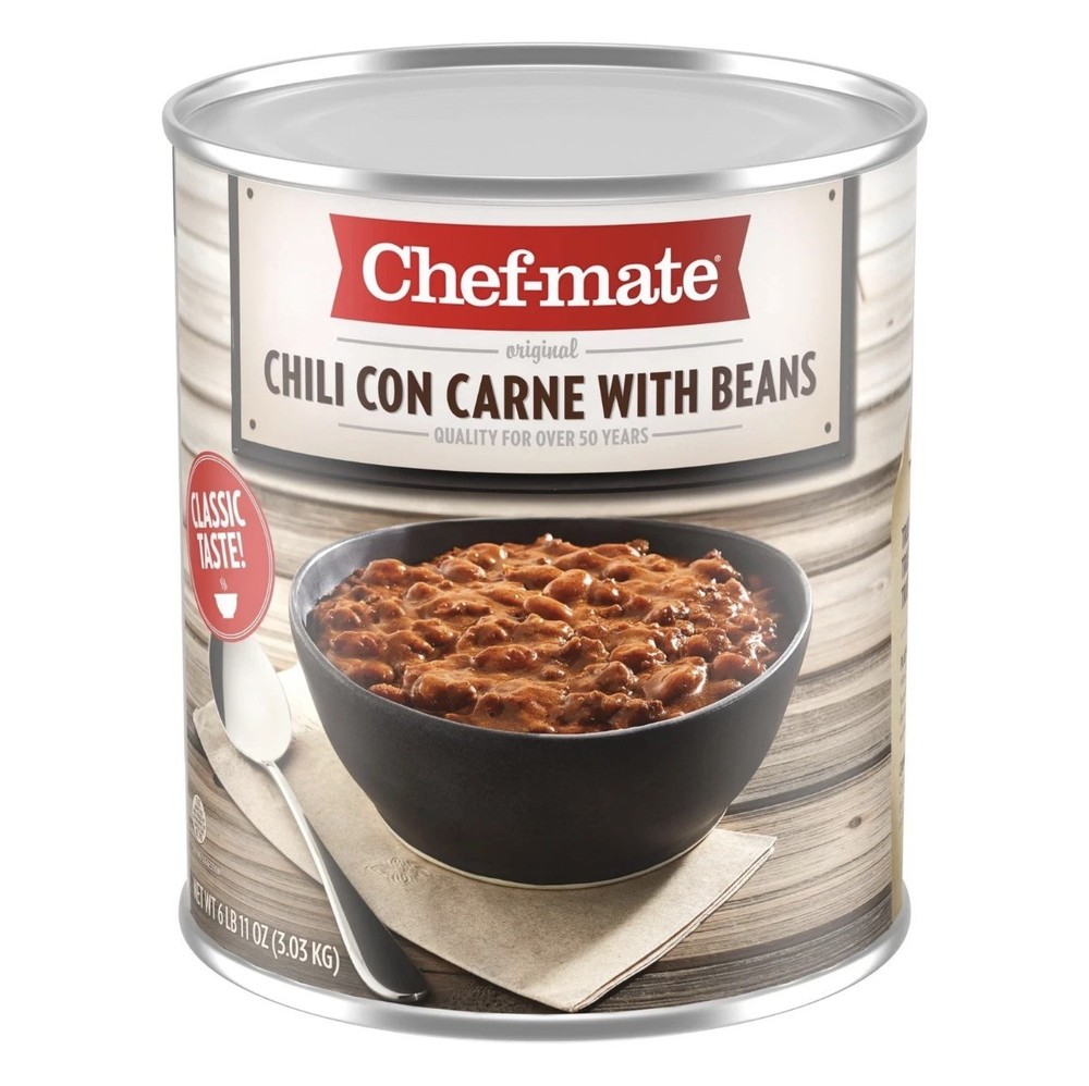 Chef-mate Beef Chili Canned Beans with Meat 6 lb 11 oz #10 Can Bulk