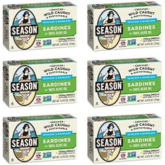 Season Skinless Boneless Sardines in Olive Oil 4.375 oz 6 Pack Fish