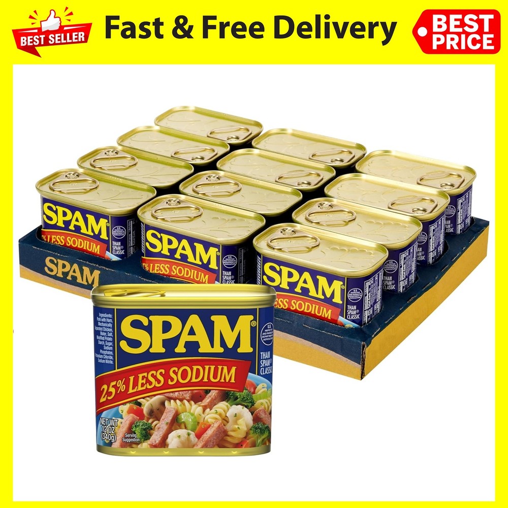 SPAM Less Sodium 12 Oz Pack Of 12 , Fast Delivery