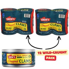 Wild-Caught Chopped Clams, 6.5 oz (Pack of 12) – 5g Protein, Sustainably Sourced