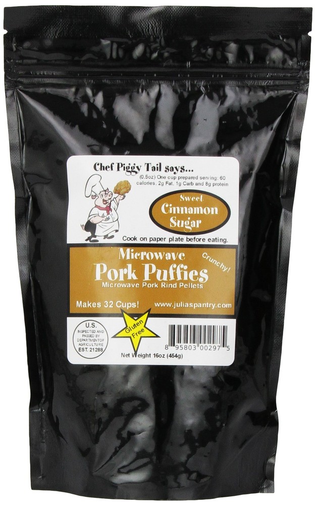 Microwave Pork Puffies Pork Rinds, Cinnamon Sugar, 16 Ounce