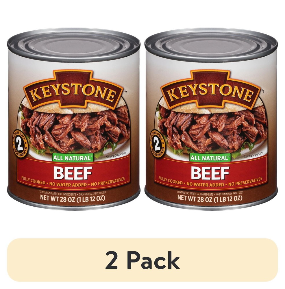 (2 pack) All Natural Beef, Fully Cooked, Canned Meats, High Protein, 28 oz Can