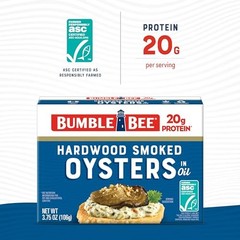 Bumble Bee Canned Hardwood Smoked Oysters, 3.75 oz Ounce (Pack of 12)