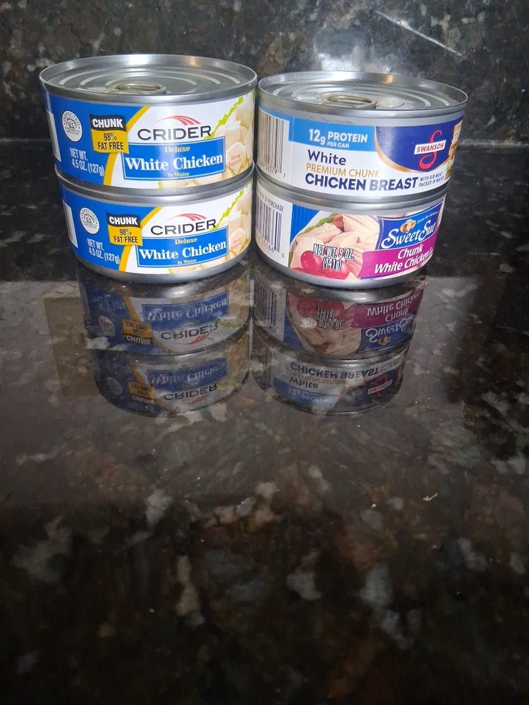 4×White Chicken Cans Lot 4.5-5oz Each