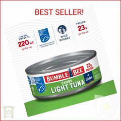 Bumble Bee Chunk Light Tuna In Water, 5 oz Cans (Pack of 24) – Wild Caught Skipj