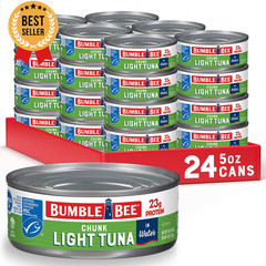 Chunk Light Tuna in Water 5 Oz Cans 24 Pack Wild Caught Skipjack MSC Certified