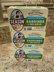 Season Wild Caught Skinless Boneless Sardines 4.375 Oz 22g Protein Lot Of 3