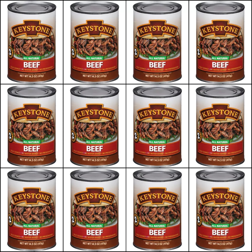 12 Cans- Keystone Meats All Natural Beef Fully Cooked 14.5 oz No Preservatives