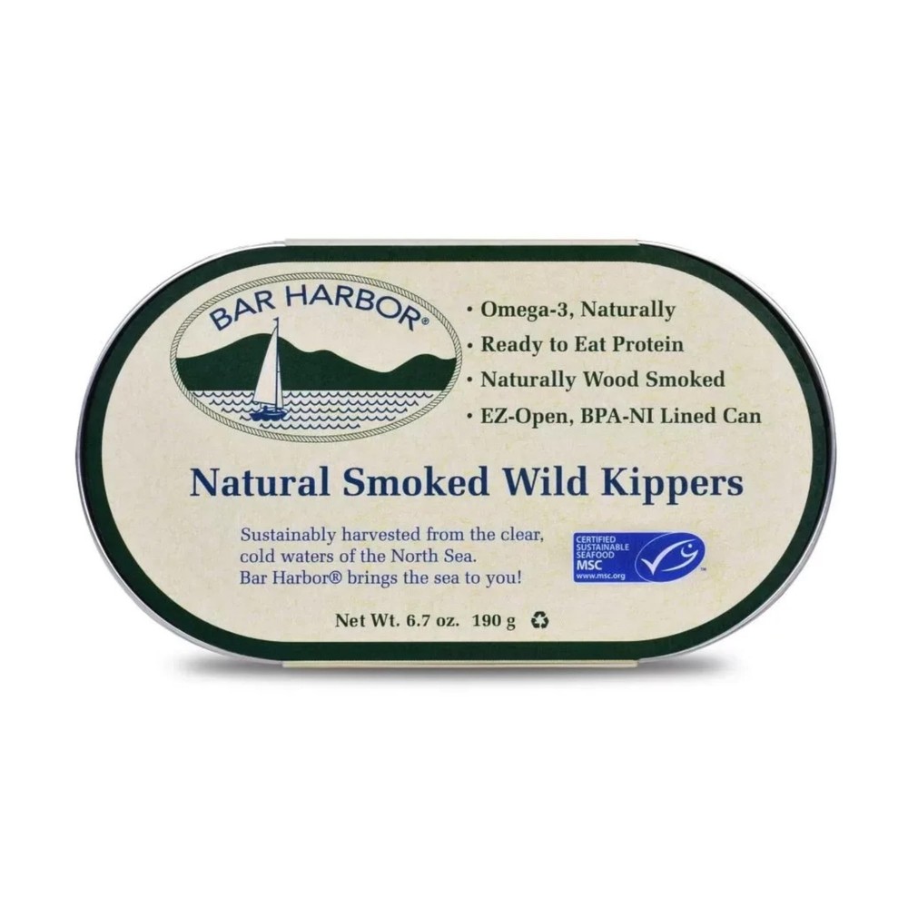 Bar Harbor Natural Smoked Wild Kippers, 6.7 oz (190g) | Naturally Wood Smoked…