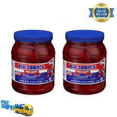 2 Pack Big John’s Pickled Sausage Red Hots, Ready To Eat, 32oz Jar, Snacks Food