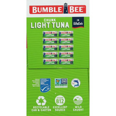 Pack of 10,Bumble Bee Chunk Light Tuna in Water, 5 oz cans.