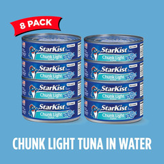 Chunk Light Tuna in Water, 5 Oz (8 Pack) Canned Tuna Fish, Wild Caught, Gluten F