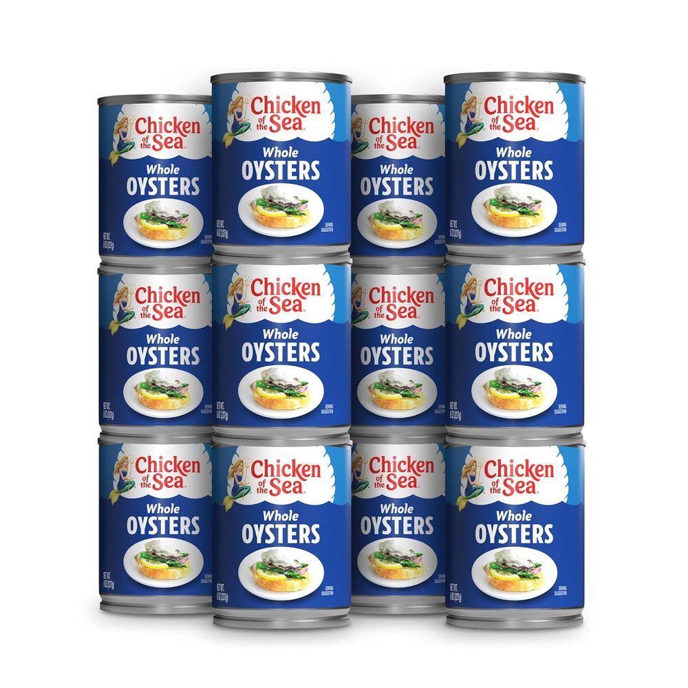 Whole Oysters, Great for Recipes, 8-Ounce Cans (Pack of 12)