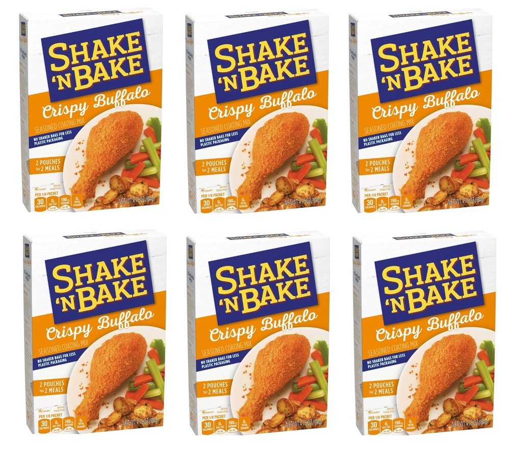 6 Pack Shake ‘N Bake Crispy Buffalo Seasoned Coating Mix, Size 4.75 oz Box