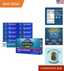 Sustainable Wild Sardines in Water – Meaty, Tender, No Salt Added, 4.4 oz x 12