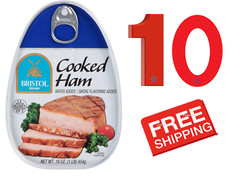 10 Bristol Cooked Ham 16oz EXP * 2027 Fully Cooked Canned Meat Ready to Eat Food