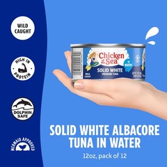 Wild Caught Premium Solid White Albacore Tuna in Water, 12 oz Cans, 12-Count …