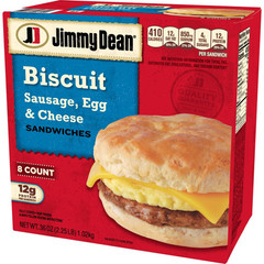 Jimmy Dean Sausage, Egg And Cheese Biscuit Breakfast Sandwiches, 8 Count (Frozen