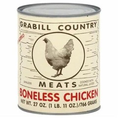 12 Pack Grabill Country Meat Boneless Chicken Cooked in Natural Juices 27 oz Can