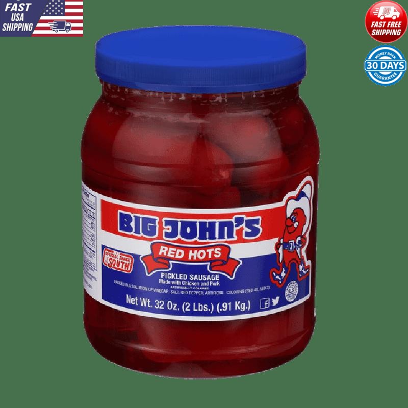 32-oz Plastic Jar Ready To Eat Pickled Red Hots Sausage Chicken and Pork