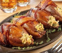 (4) 4 To 5 Ounce Bacon Wrapped Stuffed Smoked Quails