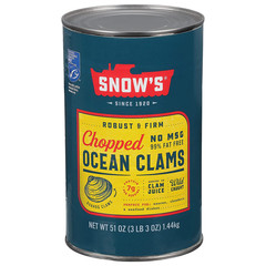 Snow’s Ocean Chopped Clams Canned, 51 oz Can – 7g Protein per Serving – Gluten F