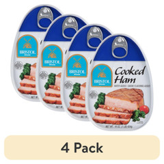4 Pack Bristol Smoke Flavor Cooked Ham High Protein 16 oz Boneless Protein Ham