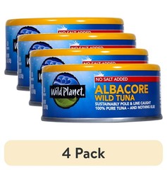 (4 pack) Wild Planet Albacore Wild Tuna, No Salt Added, 5 oz Can