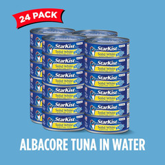 Solid White Albacore Tuna in Water, 5 Oz (24 Pack) Canned Tuna Fish, Wild Caught