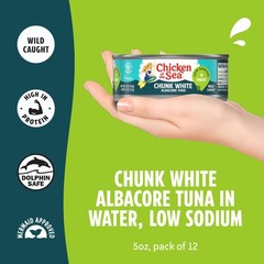 Chicken of the Sea Wild Caught Chunk White Albacore Tuna in Water, 5 oz Cans,…